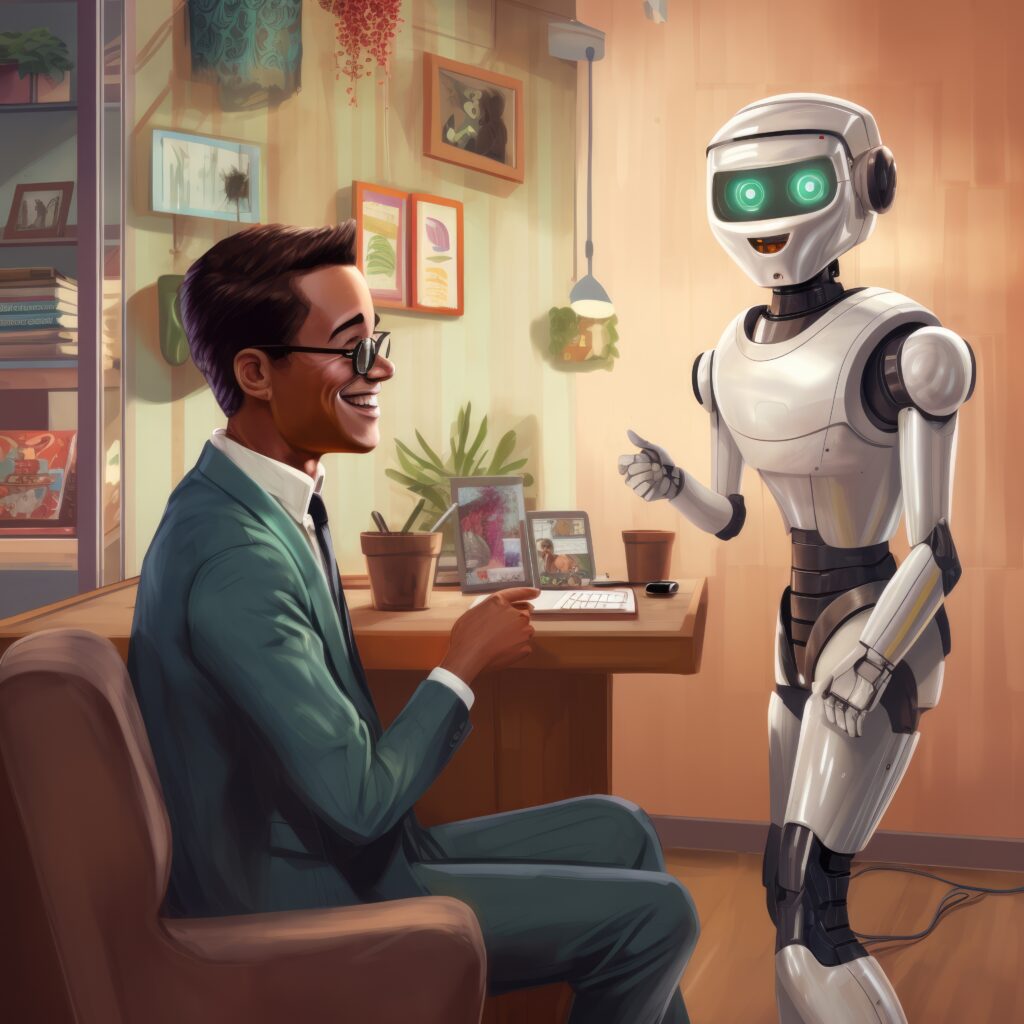 Professional Man hanging out with Robot