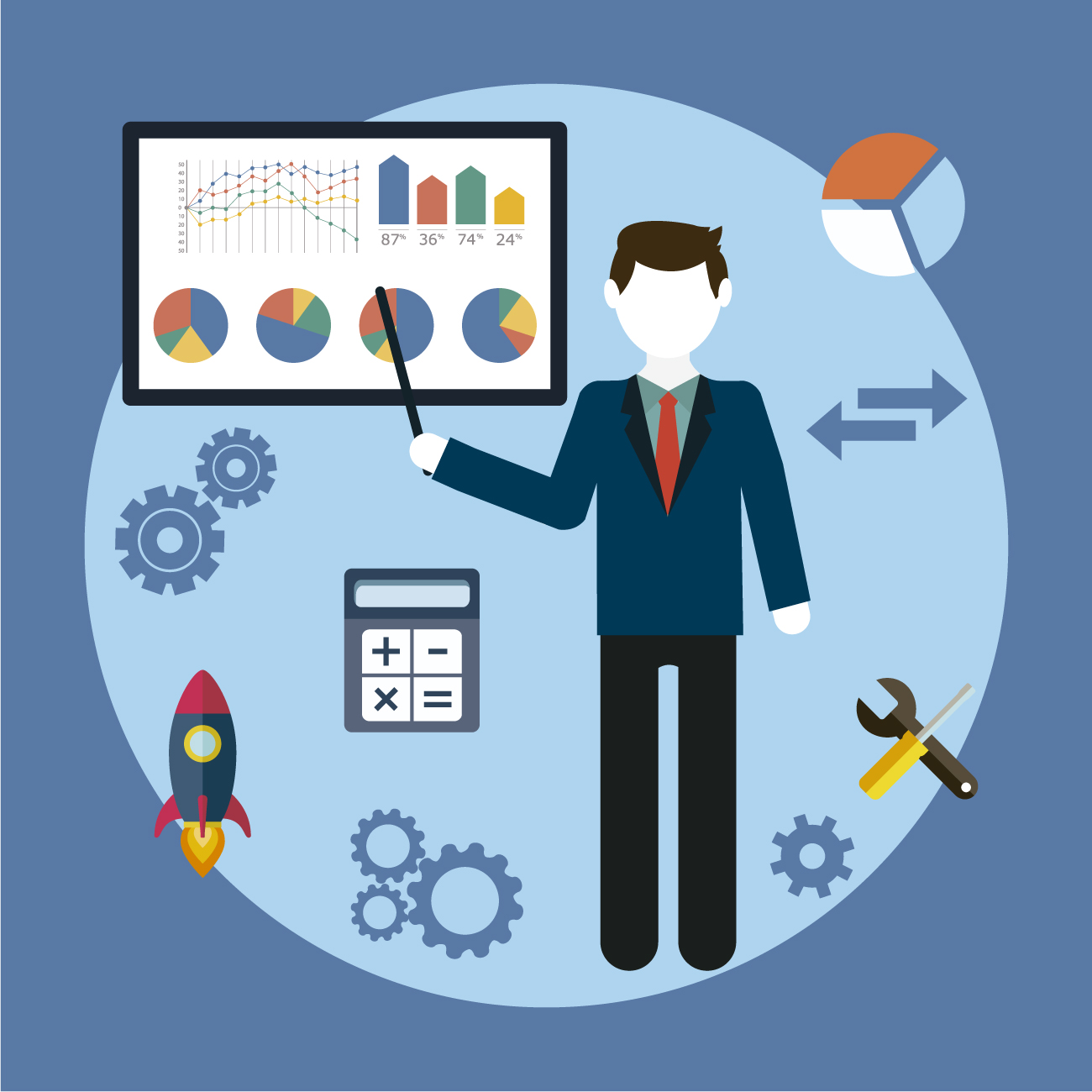 Business presentation with infographics