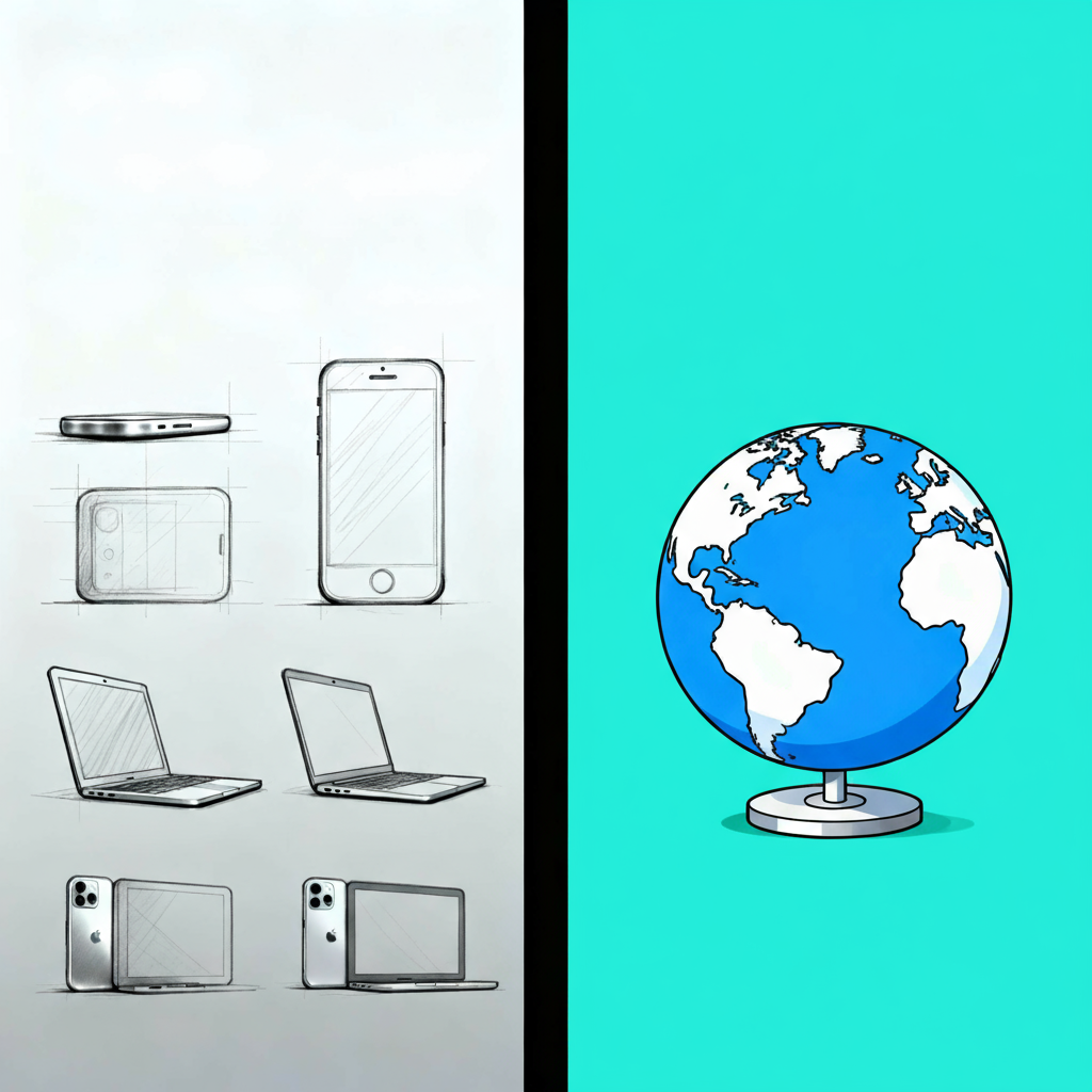 Visual comparison of Apple's design process and Airbnb's blue ocean market strategy