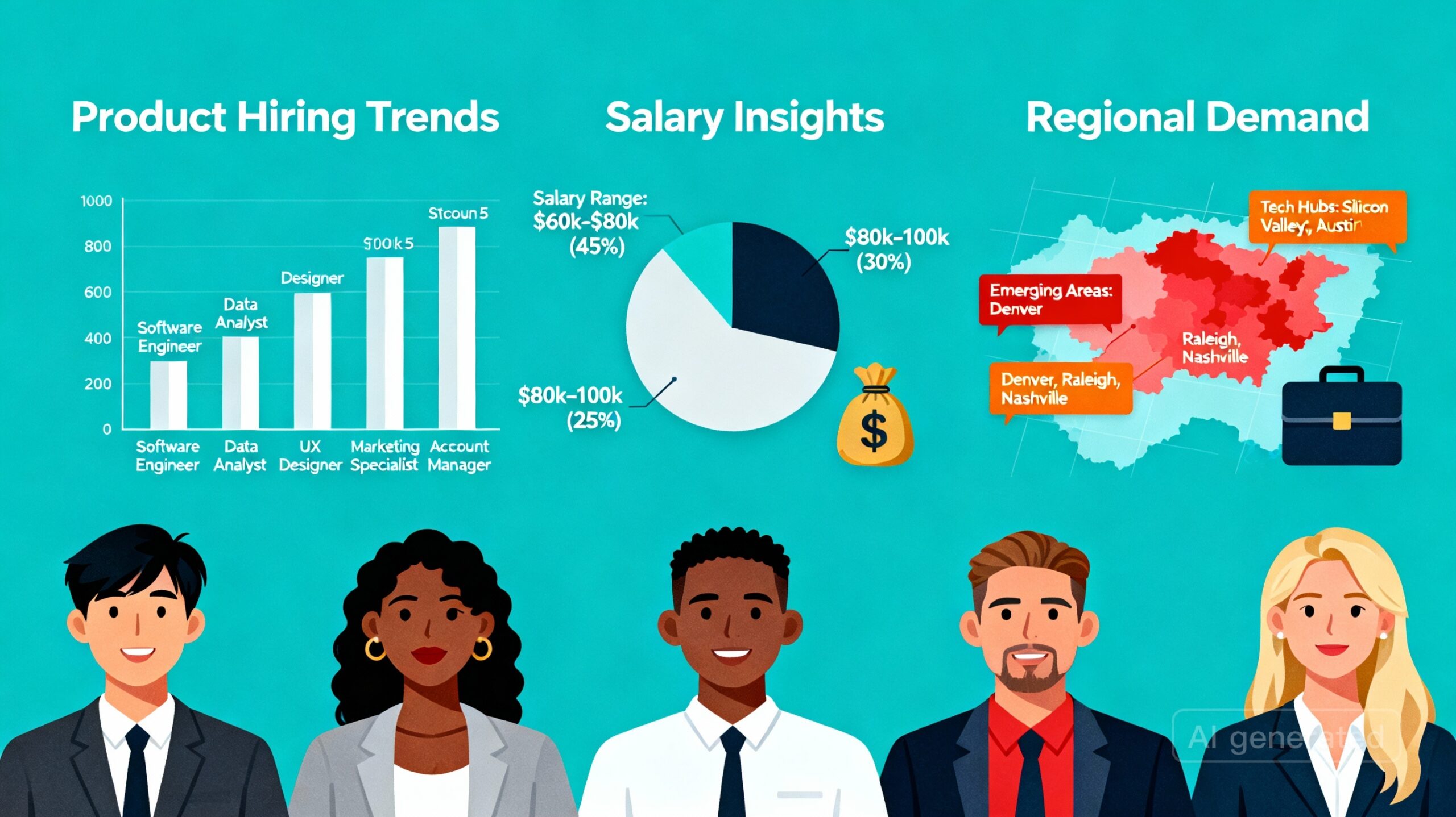 Career skills infographic for product managers: collaboration, analytics, strategy