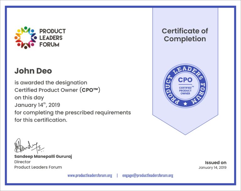 Product Leaders Forum- CPO Sample Certification