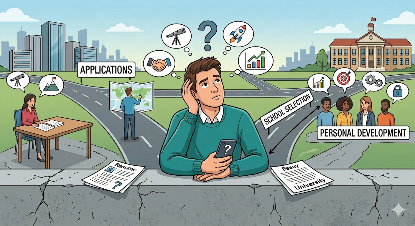 Illustration of a person sitting career confusion after GMAT