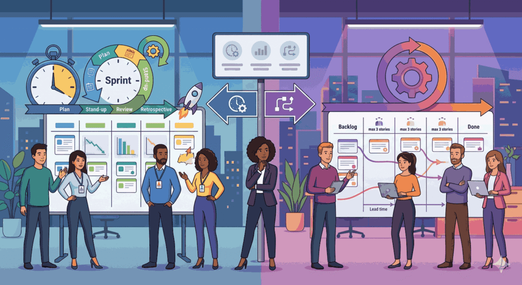 Illustrating the concepts of Scrum and Kanban project management