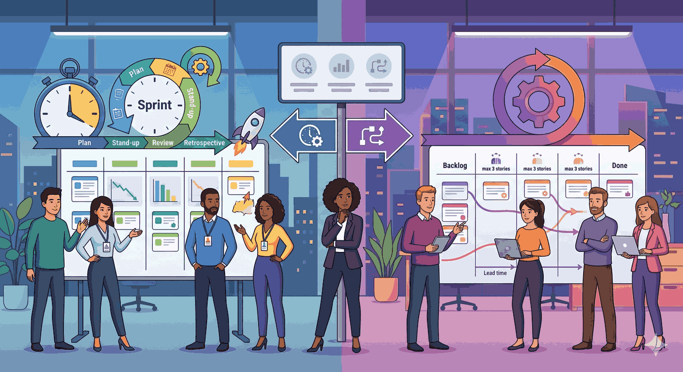 Illustrating the concepts of Scrum and Kanban project management