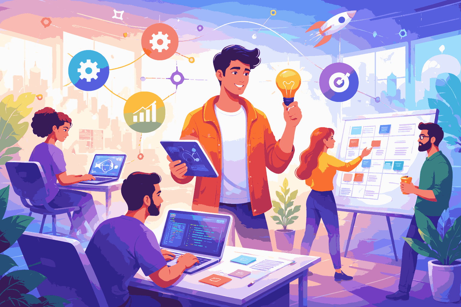 product manager leading startup team with roadmap and collaboration
