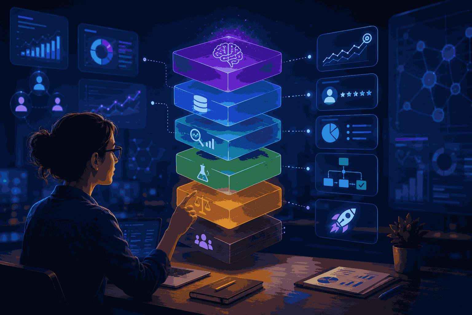 AI decision stack helping product managers analyze data and optimize product strategy