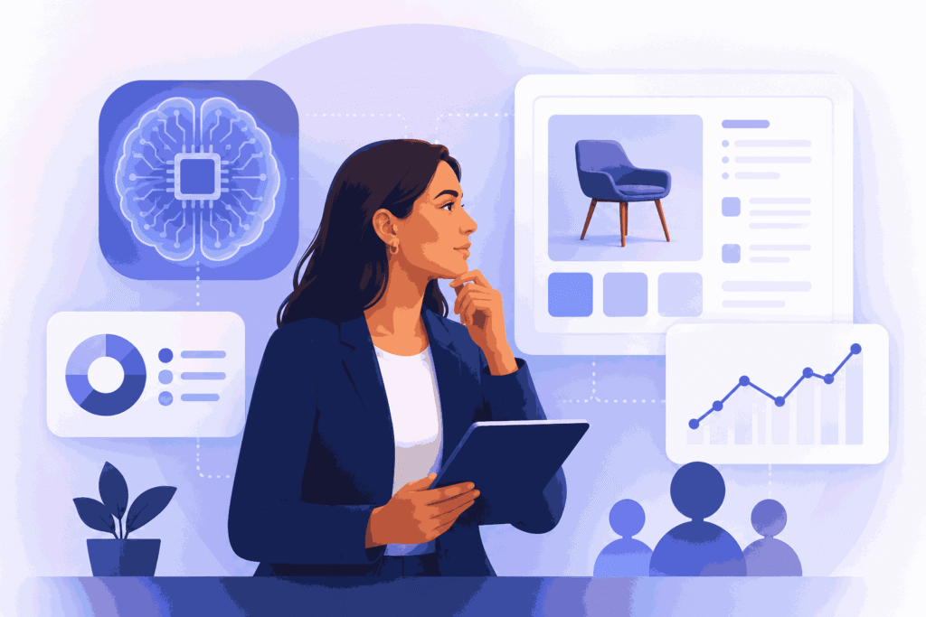 AI for product leaders using data insights and intelligent product strategy tools Illustration