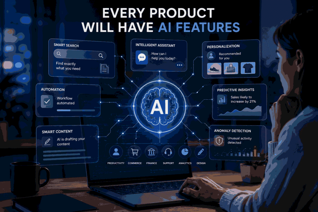 AI-powered software features transforming productivity and user experience Illustration