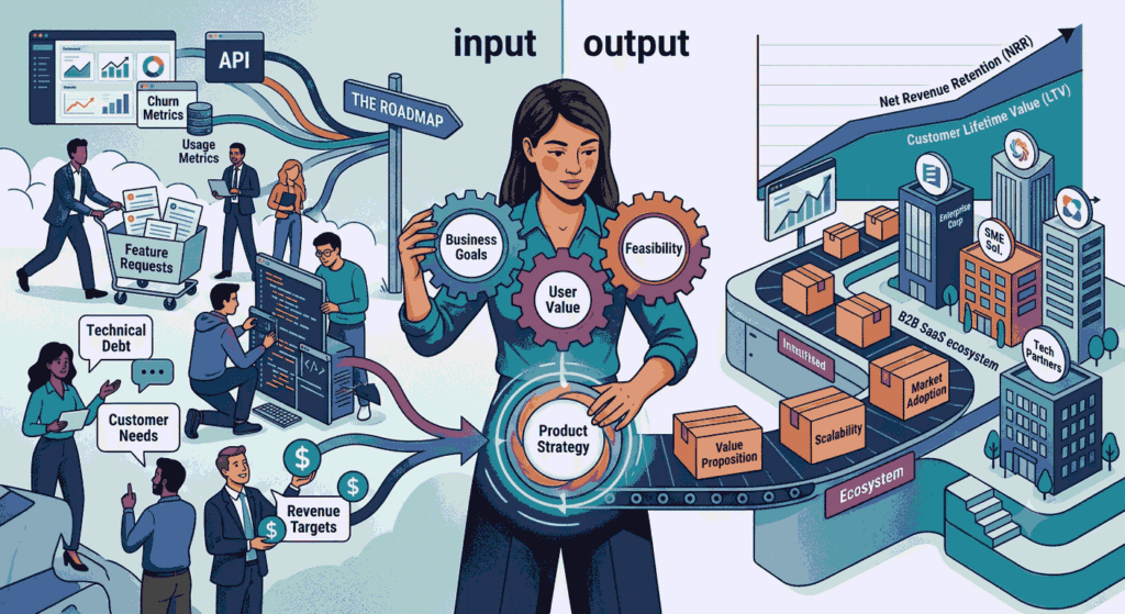 B2B SaaS product manager turning customer insights Illustration