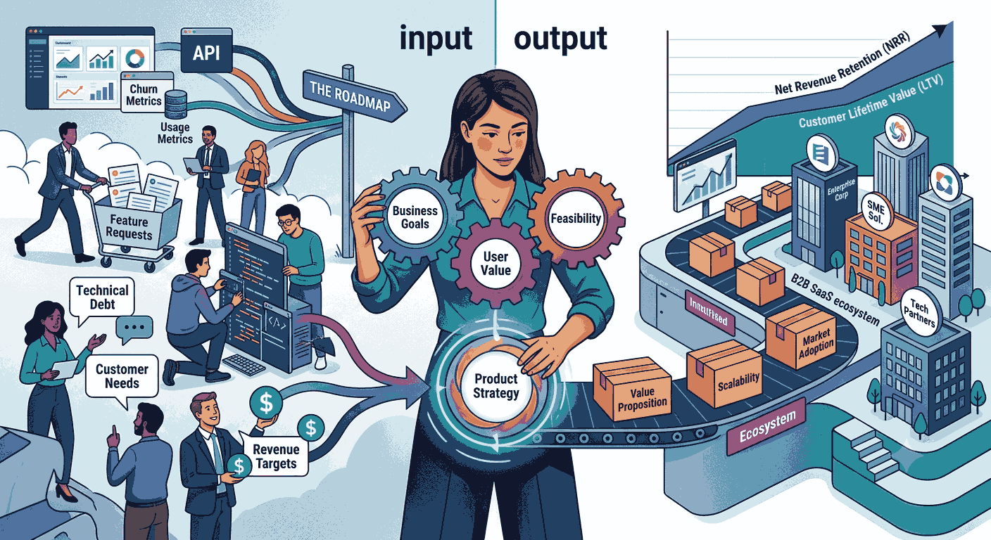 B2B SaaS product manager turning customer insights Illustration