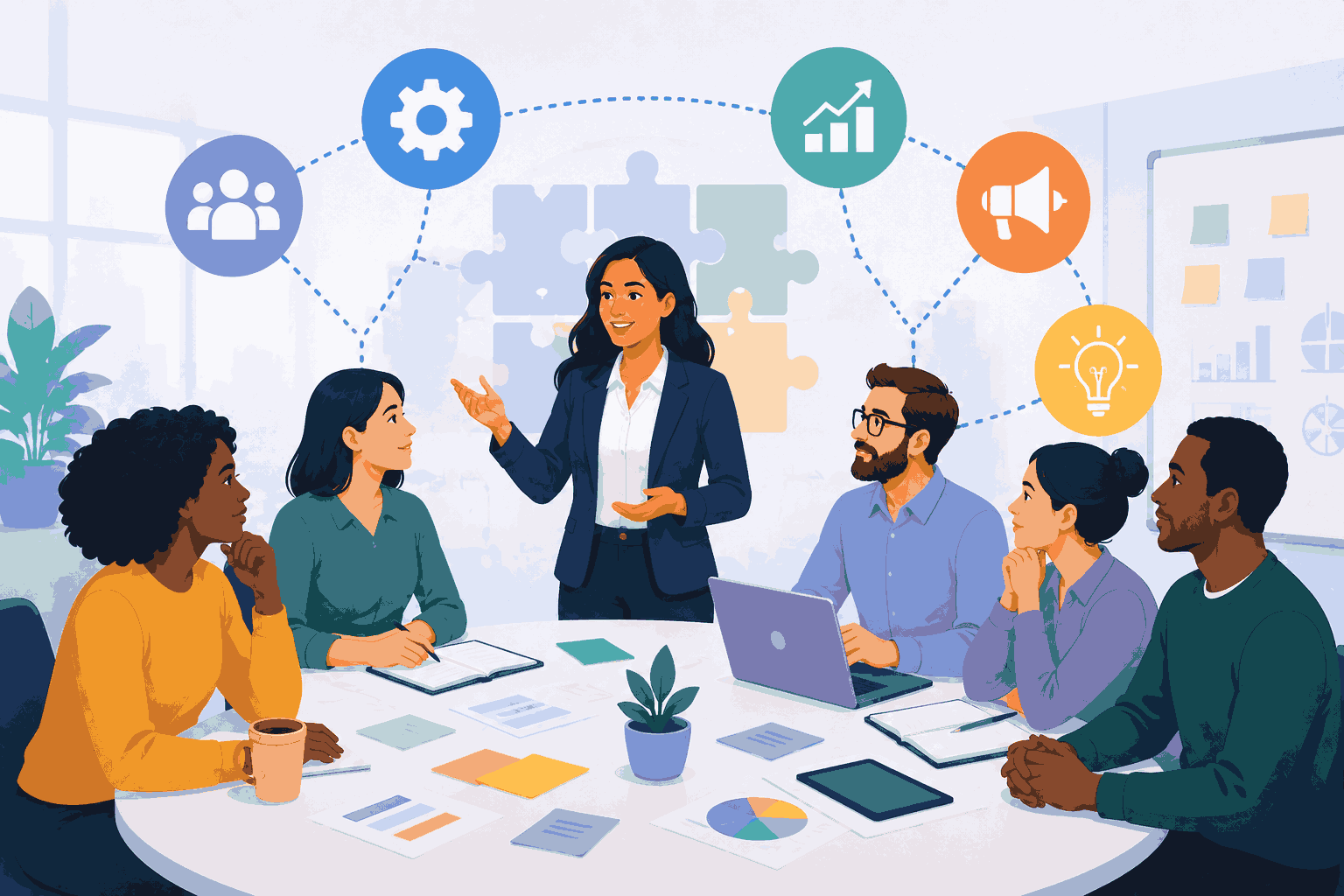 Cross-functional leadership driving collaboration across teams and business functions