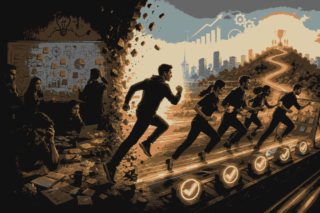 Execution as a competitive advantage driving faster results and business growth Illustration