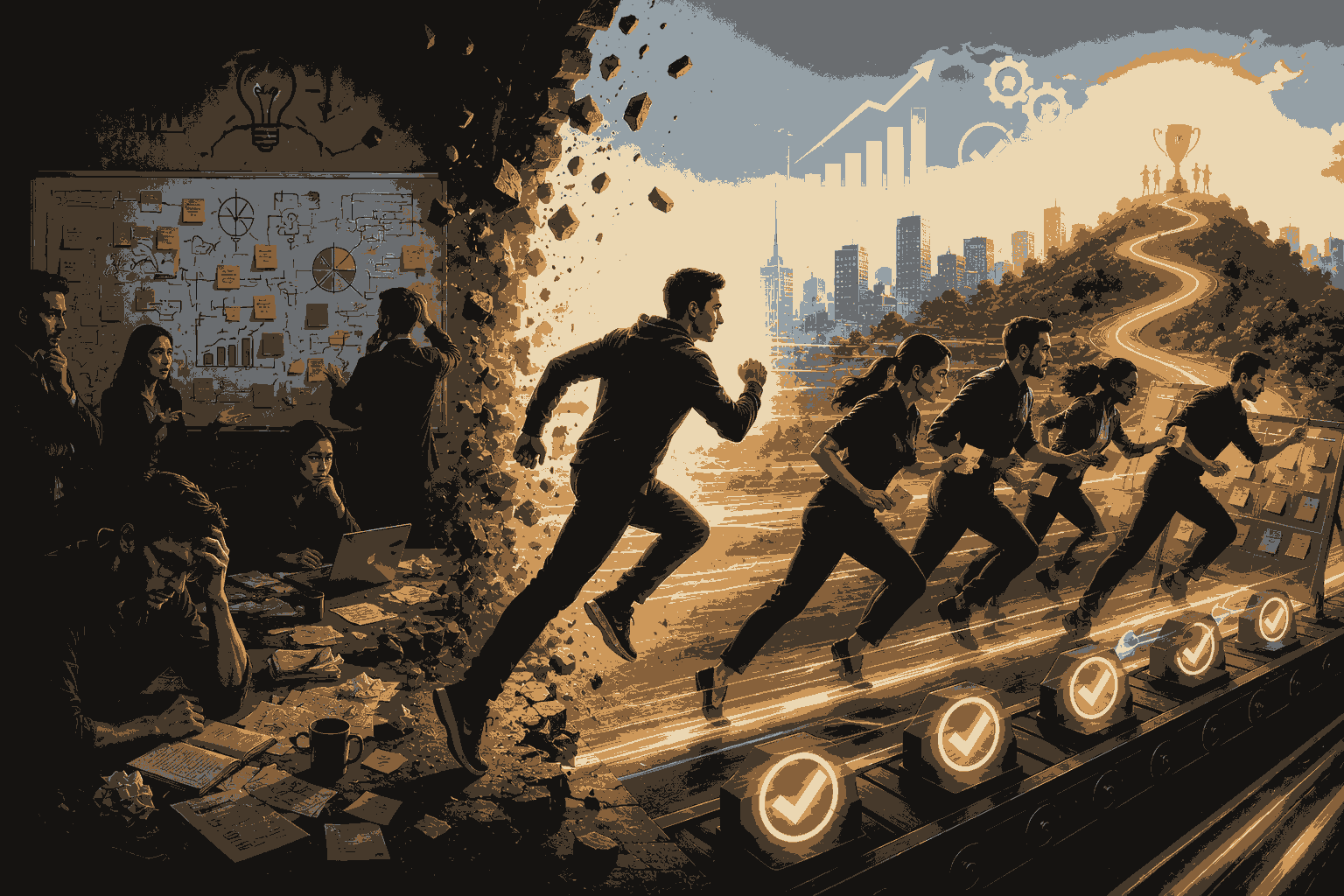 Execution as a competitive advantage driving faster results and business growth Illustration