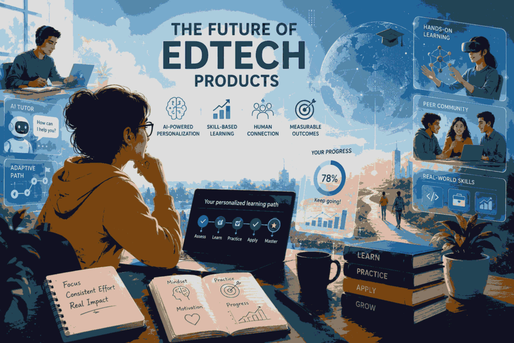 Future of EdTech with AI-powered personalized and skill-based learning Illustration