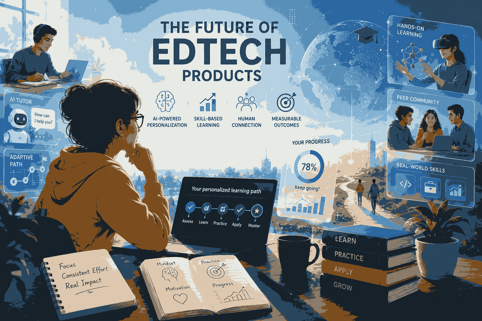 Future of EdTech with AI-powered personalized and skill-based learning Illustration