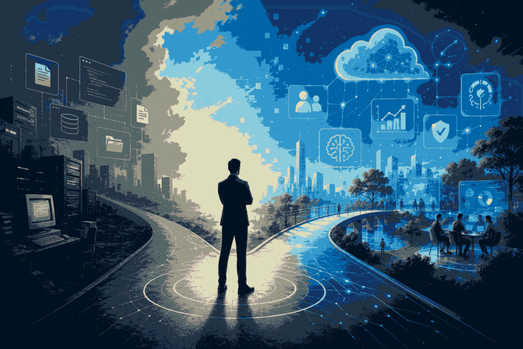 Microsoft Product leader navigating enterprise transformation Illustration