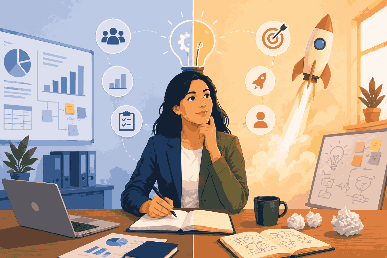 Product leaders thinking like founders to drive innovation, ownership and growth Illustration