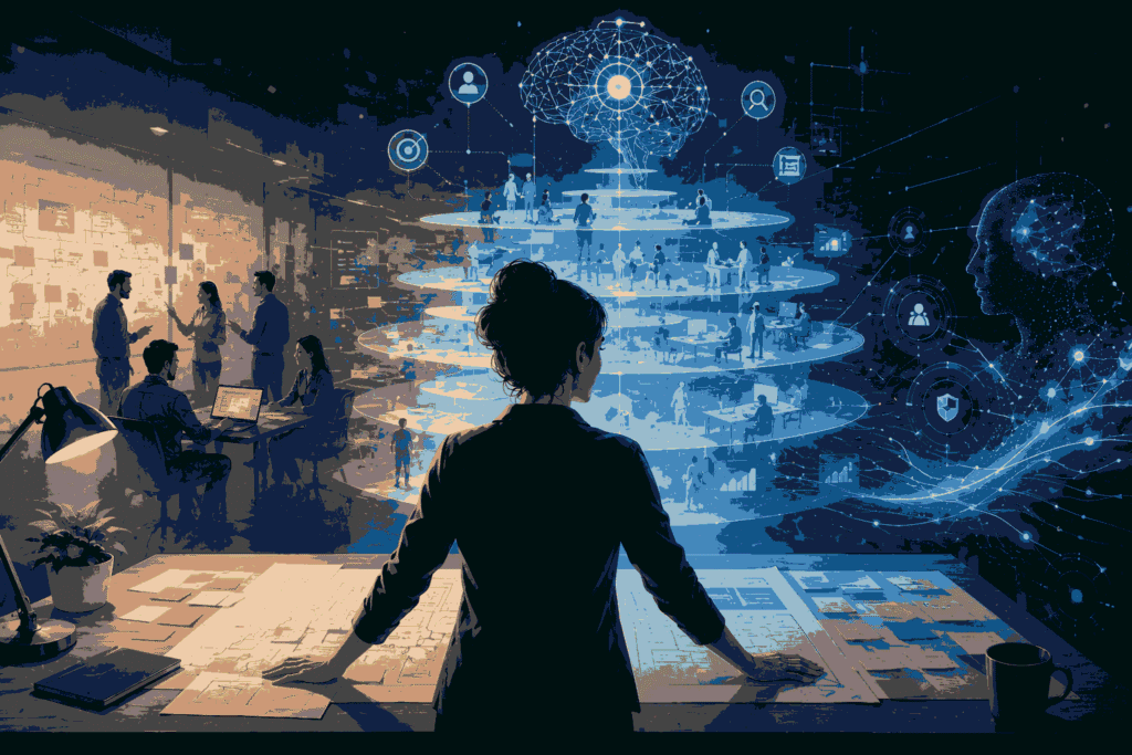 Product manager designing AI systems Illustration