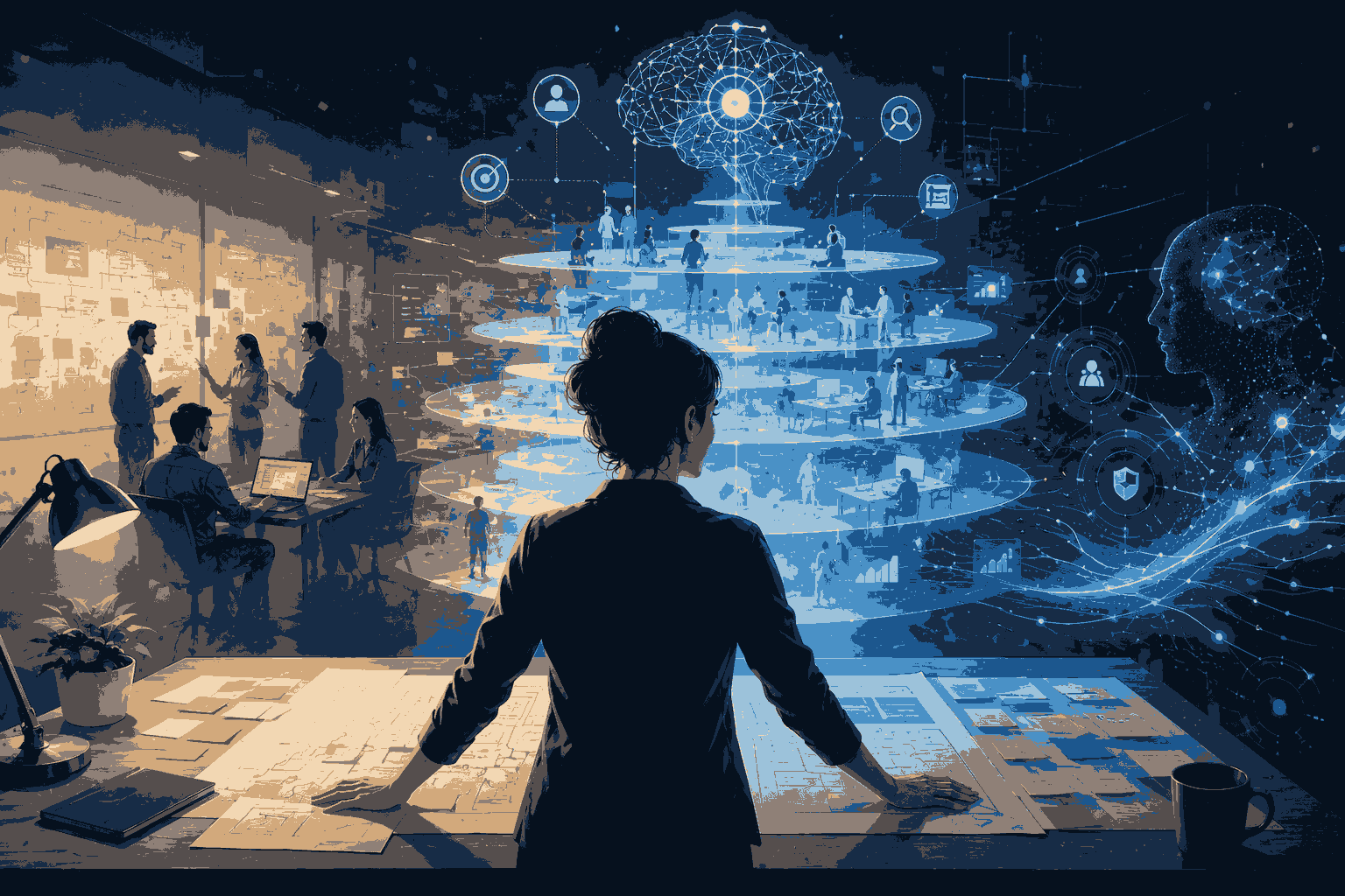 Product manager designing AI systems Illustration