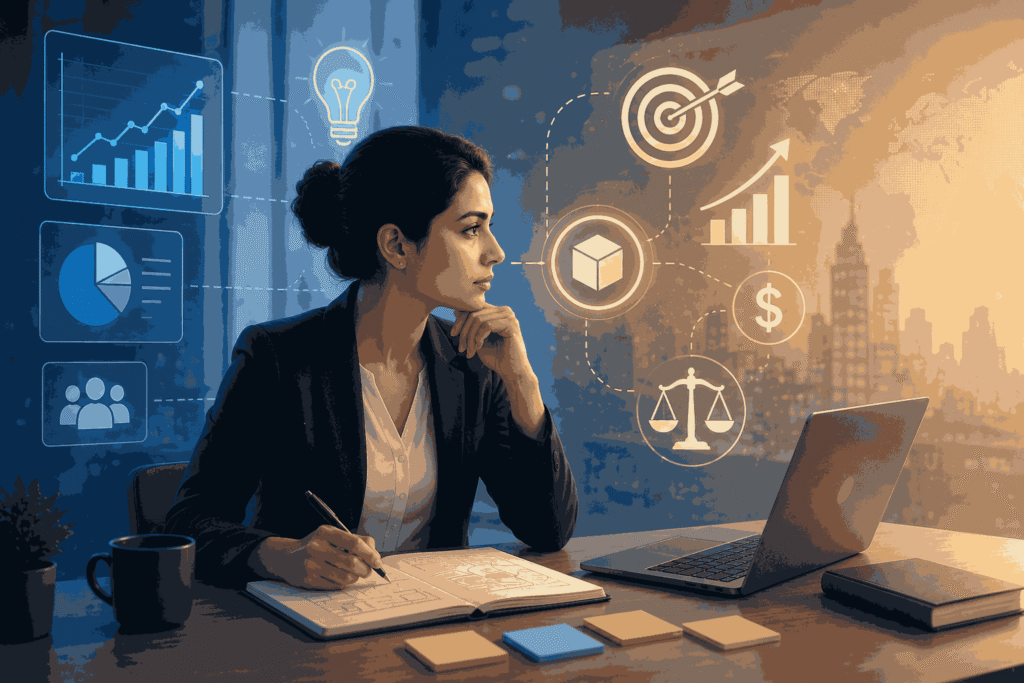 Illustration of Product managers need business acumen for strategy, growth and decision making