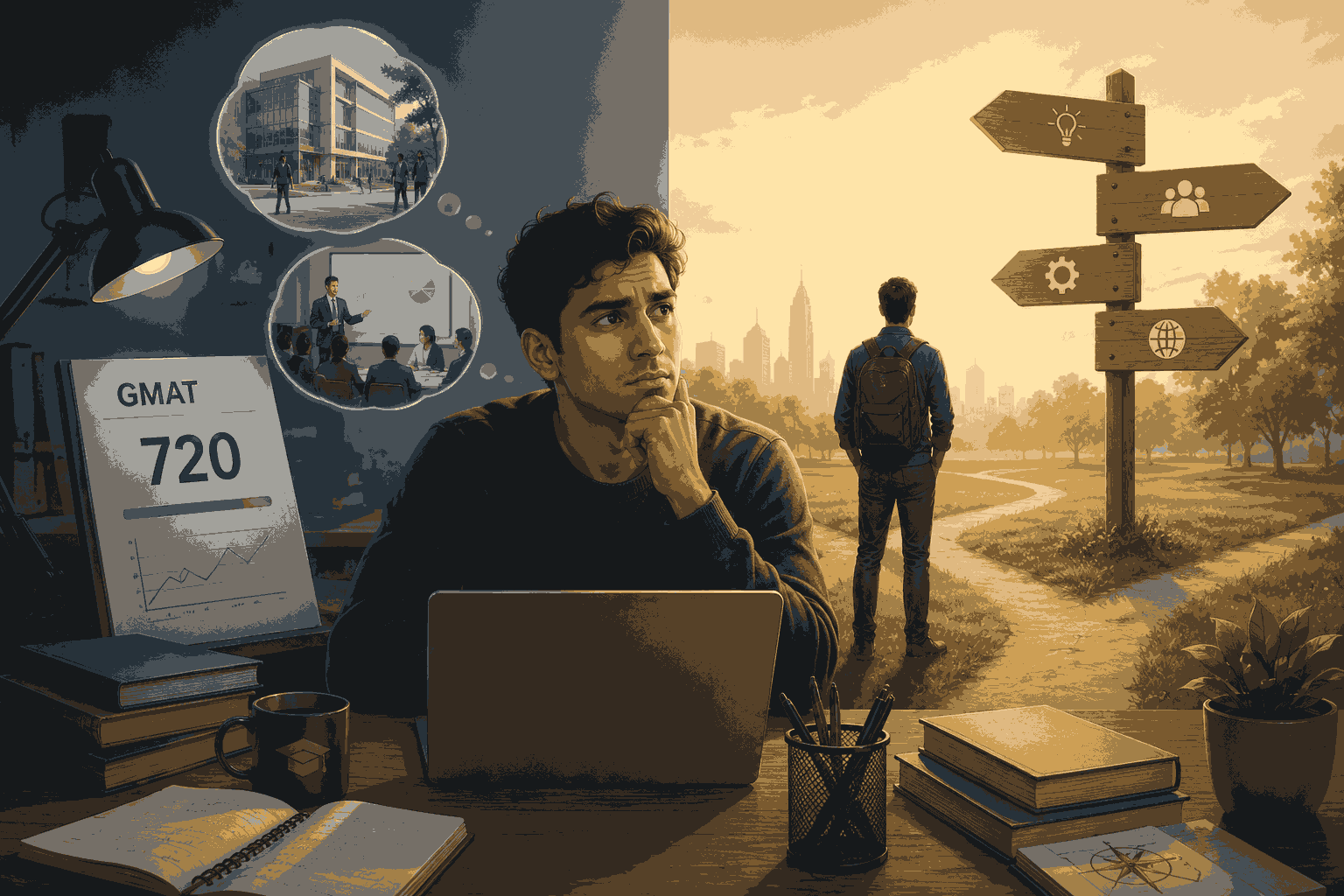Professional with strong GMAT score struggling to choose the right career path and MBA direction