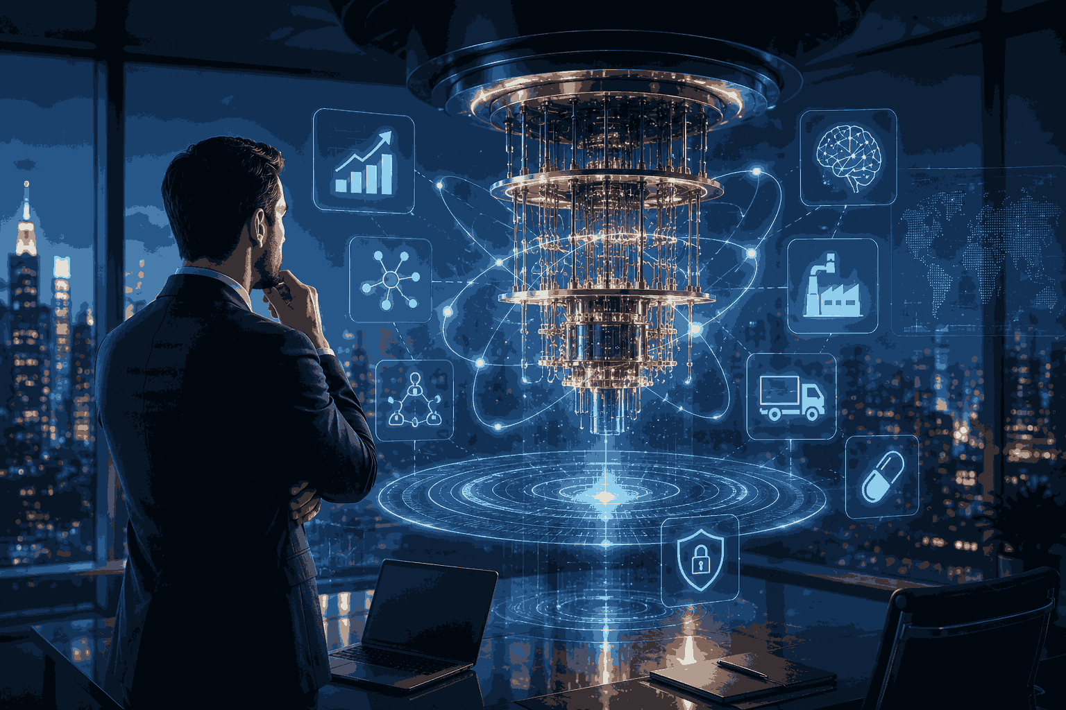 Quantum computing for business leaders exploring future technology and innovation Illustration
