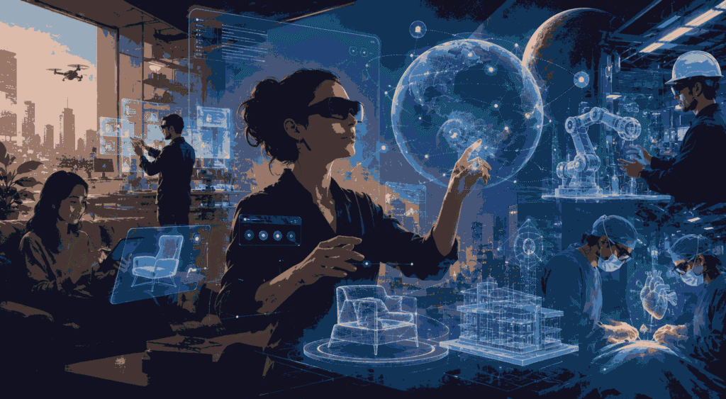 Spatial computing blending through immersive experiences Illustration