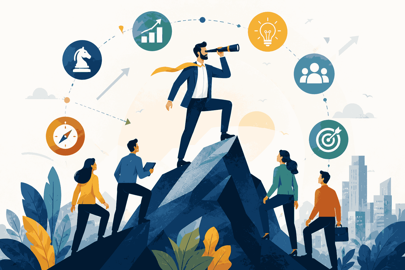 Strategic product leadership driving team growth, innovation, and long term business vision Illustration