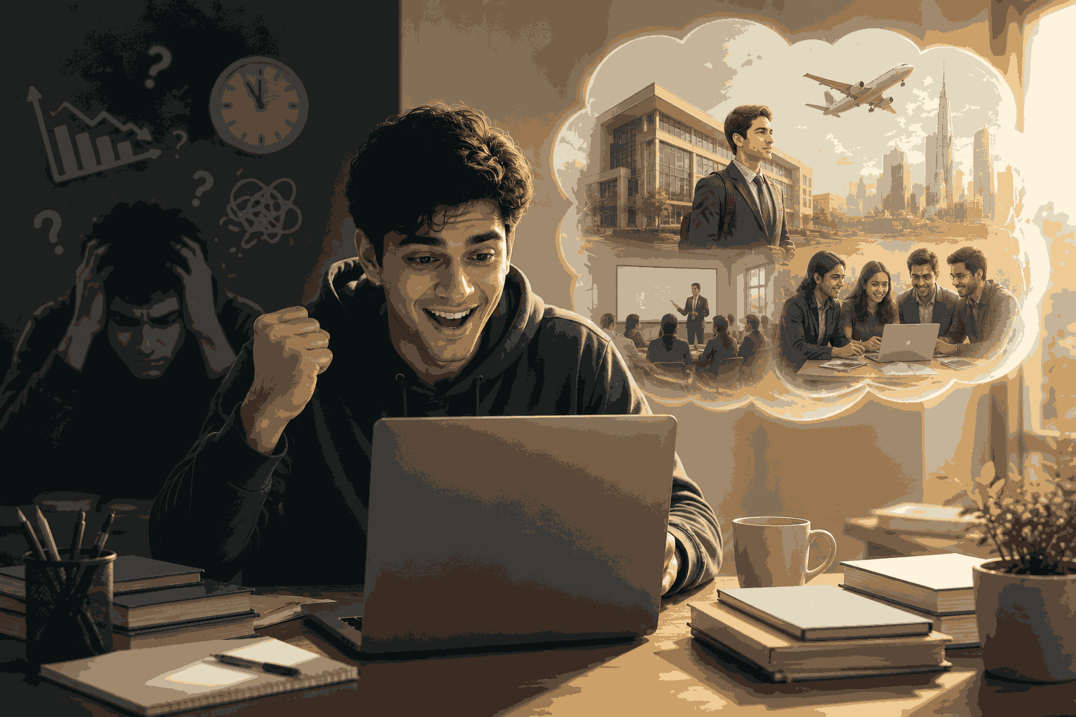 Student exploring career opportunities and MBA options after CAT exam results