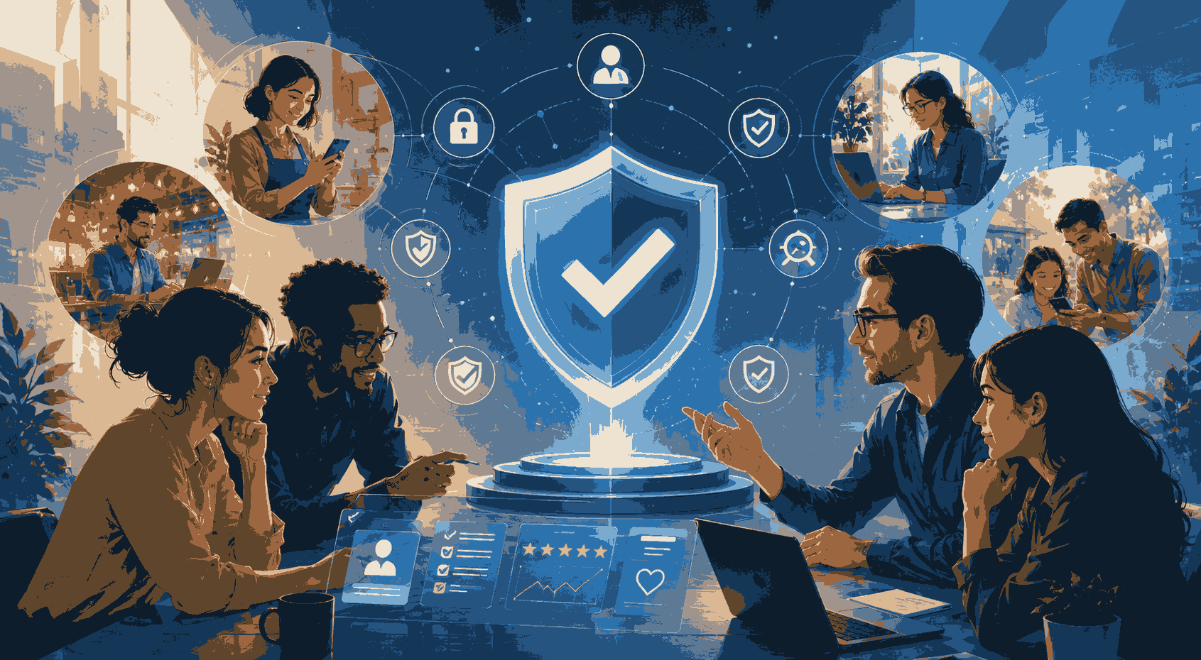 Team building secure and trustworthy digital products through collaboration Illustration