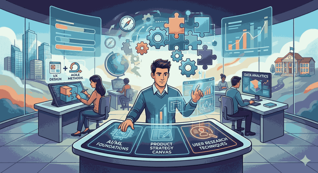 conceptual illustration on Upskilling and Reskilling Your Product Team