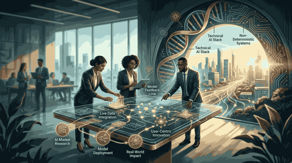 AI product management teams building real-world AI solutions through collaborative projects Illustration