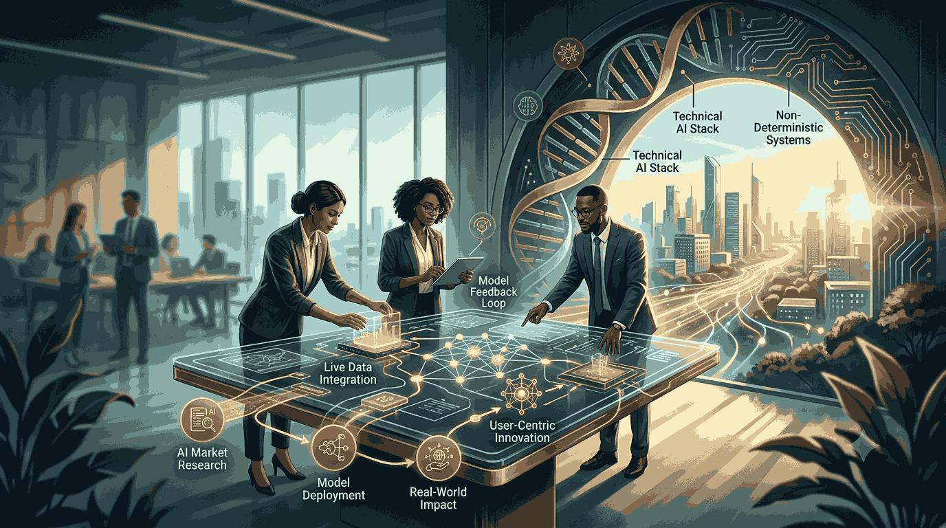 AI product management teams building real-world AI solutions through collaborative projects Illustration