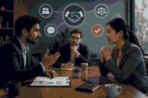 Business negotiation meeting focused on collaboration Illustration