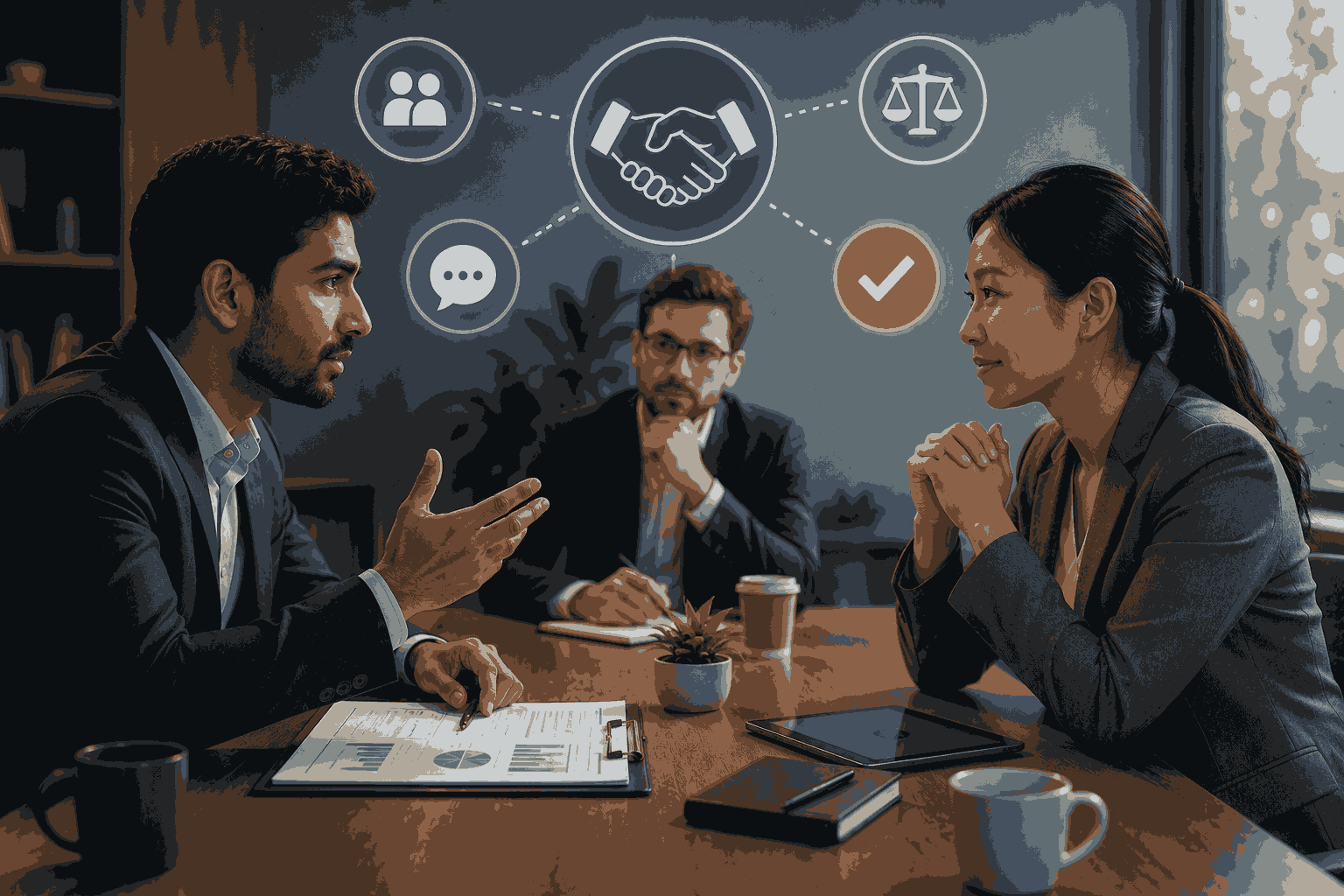 Business negotiation meeting focused on collaboration Illustration