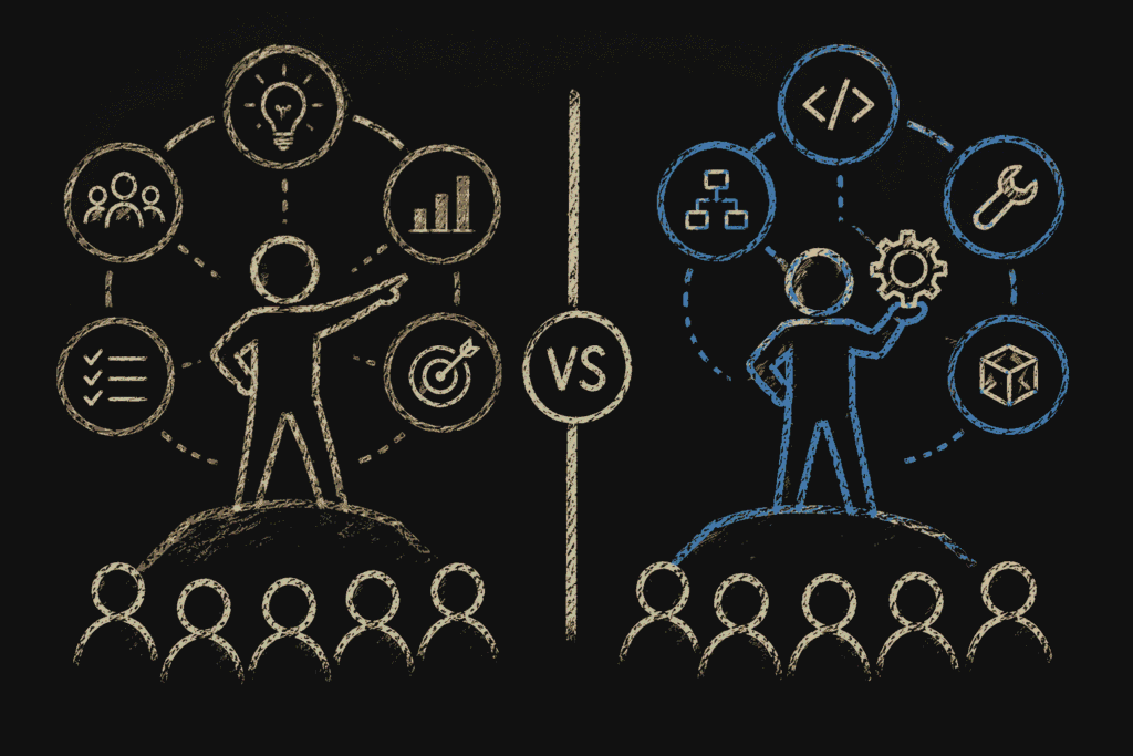 Product leadership and engineering leadership driving strategy, innovation, and execution Illustration