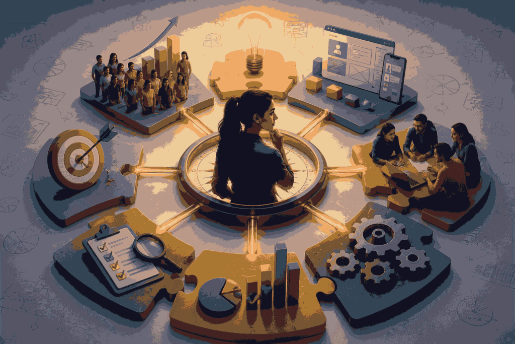 Product management balancing strategy, customers, execution, and business outcomes