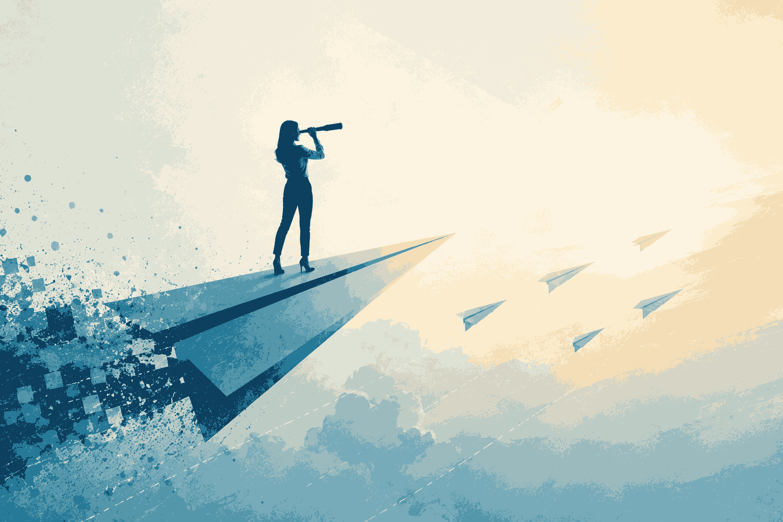 Visionary product leader navigating future opportunities with clarity and direction Illustration
