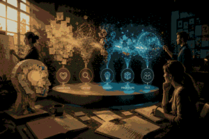 AI design thinking combining creativity Illustration