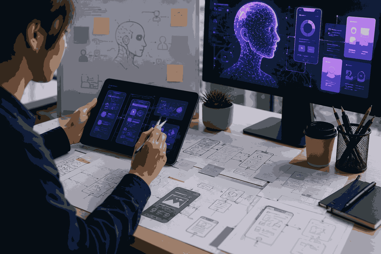 AI product design learning with UX research, interface design, prototyping, and user-centered innovation