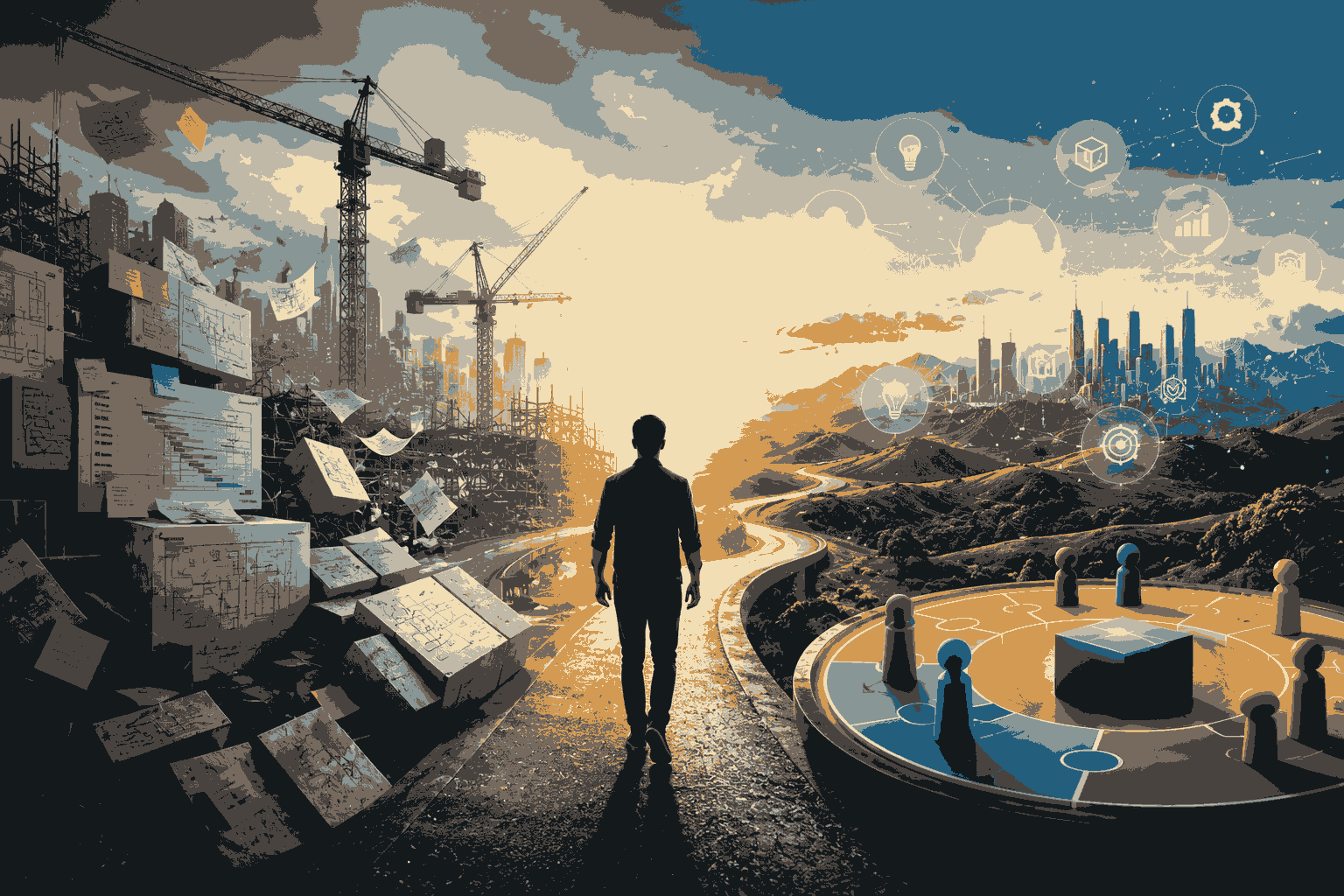 Conceptual illustration of the shift from project execution to product-driven innovation