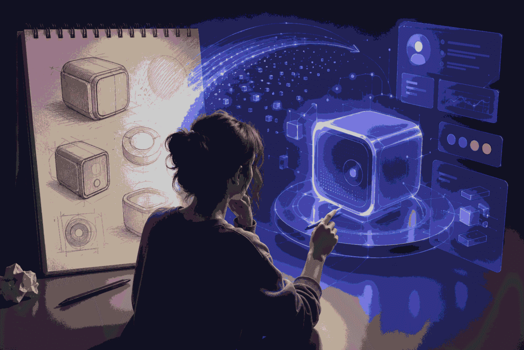 Designer using AI to transform product ideas into digital prototypes
