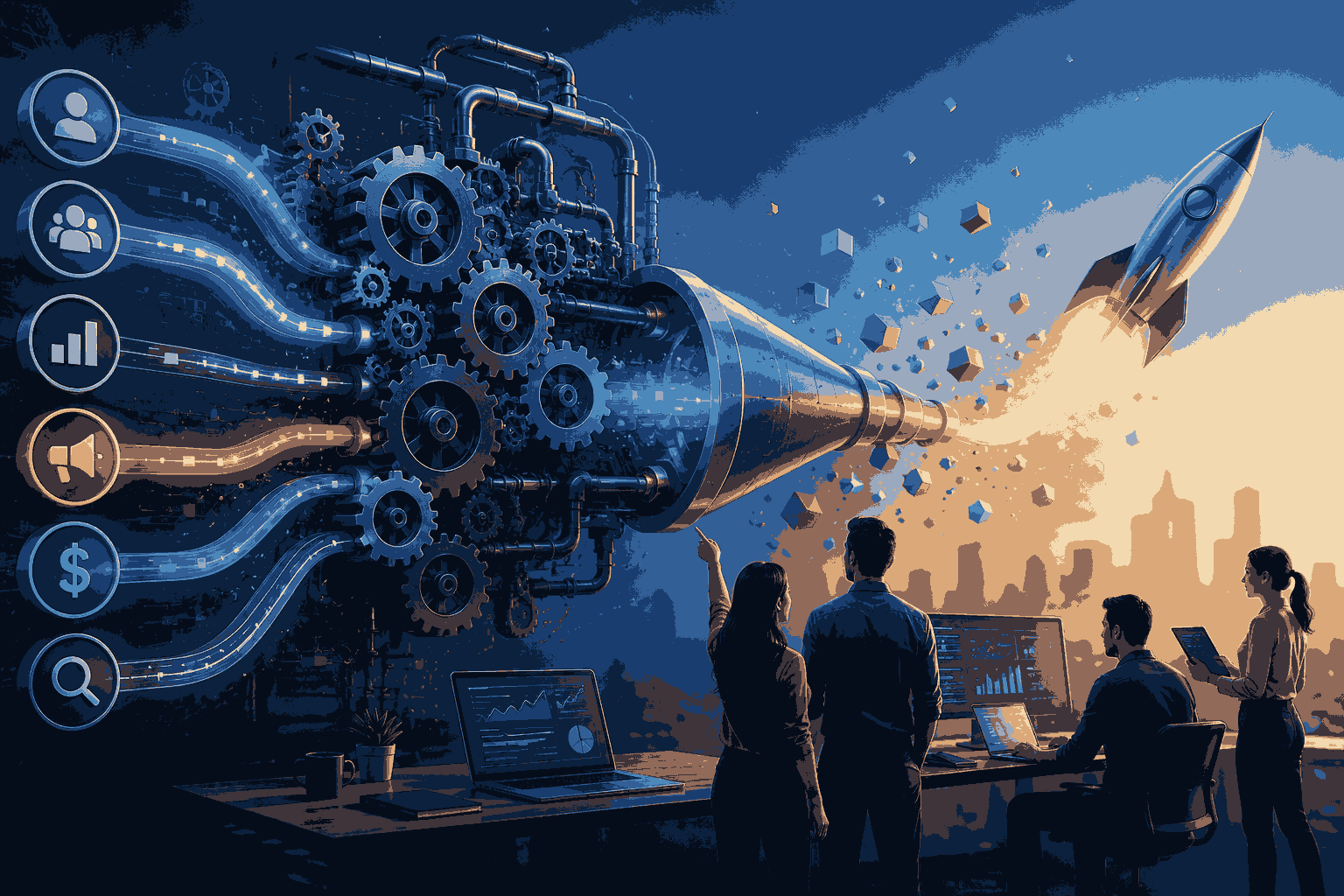 GTM engineering connecting product, data, automation, and go-to-market execution Illustration