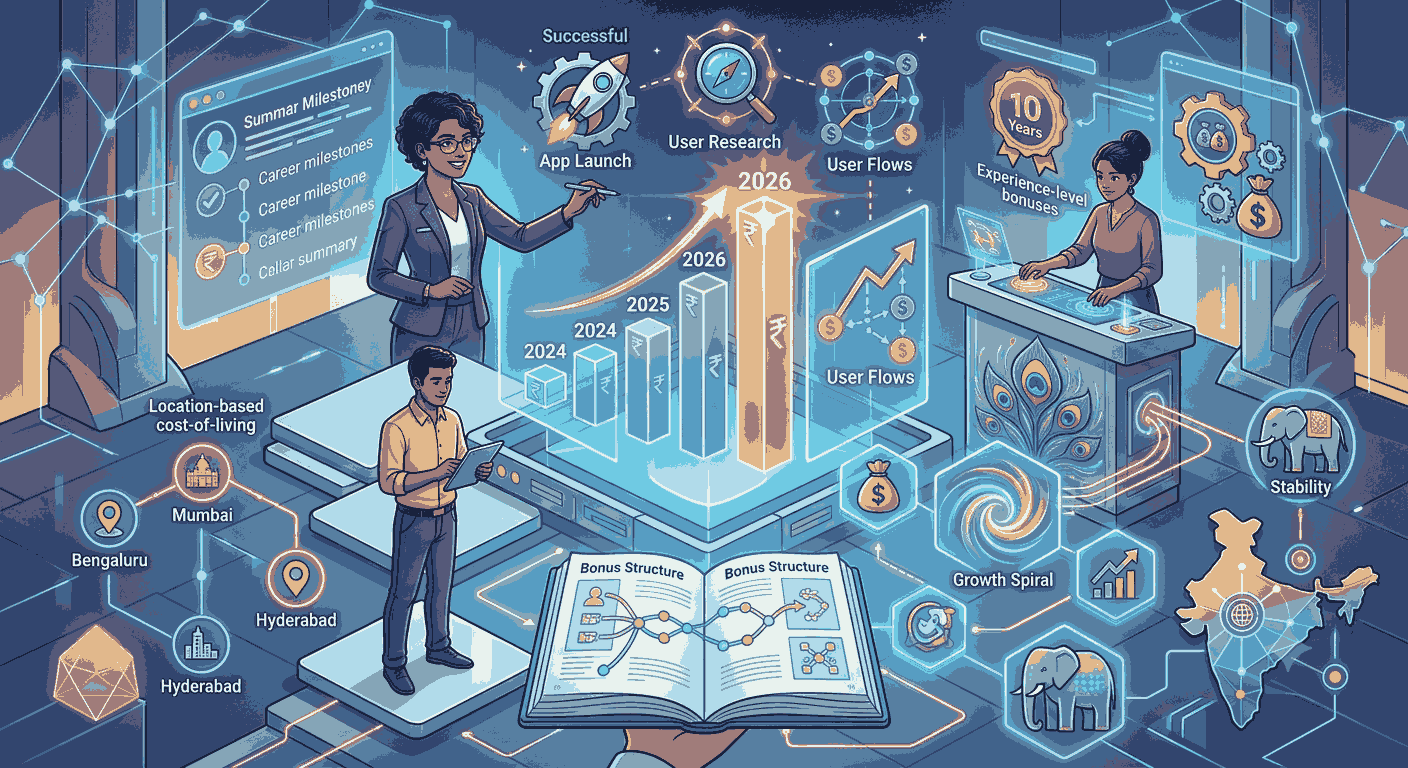 Illustration of AI product designer salary holographic