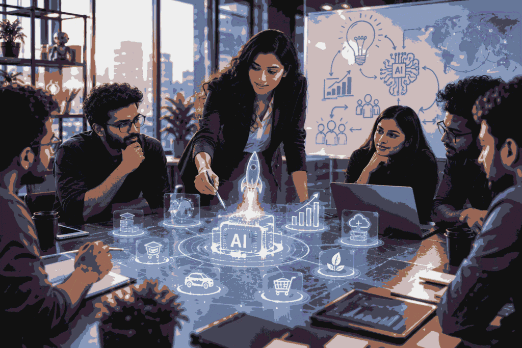 AI-driven entrepreneurship with EMBA strategy, innovation, and startup leadership