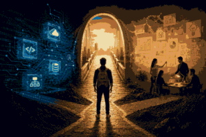 Technology and entrepreneurship connected through innovation, creativity, and growth