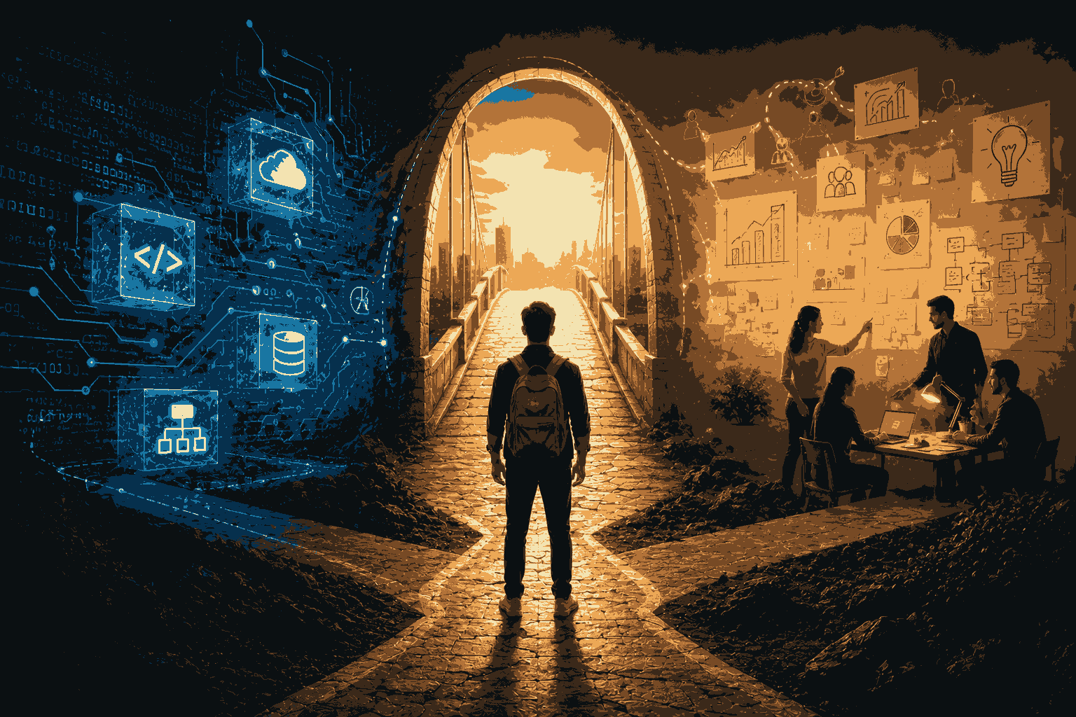 Technology and entrepreneurship connected through innovation, creativity, and growth