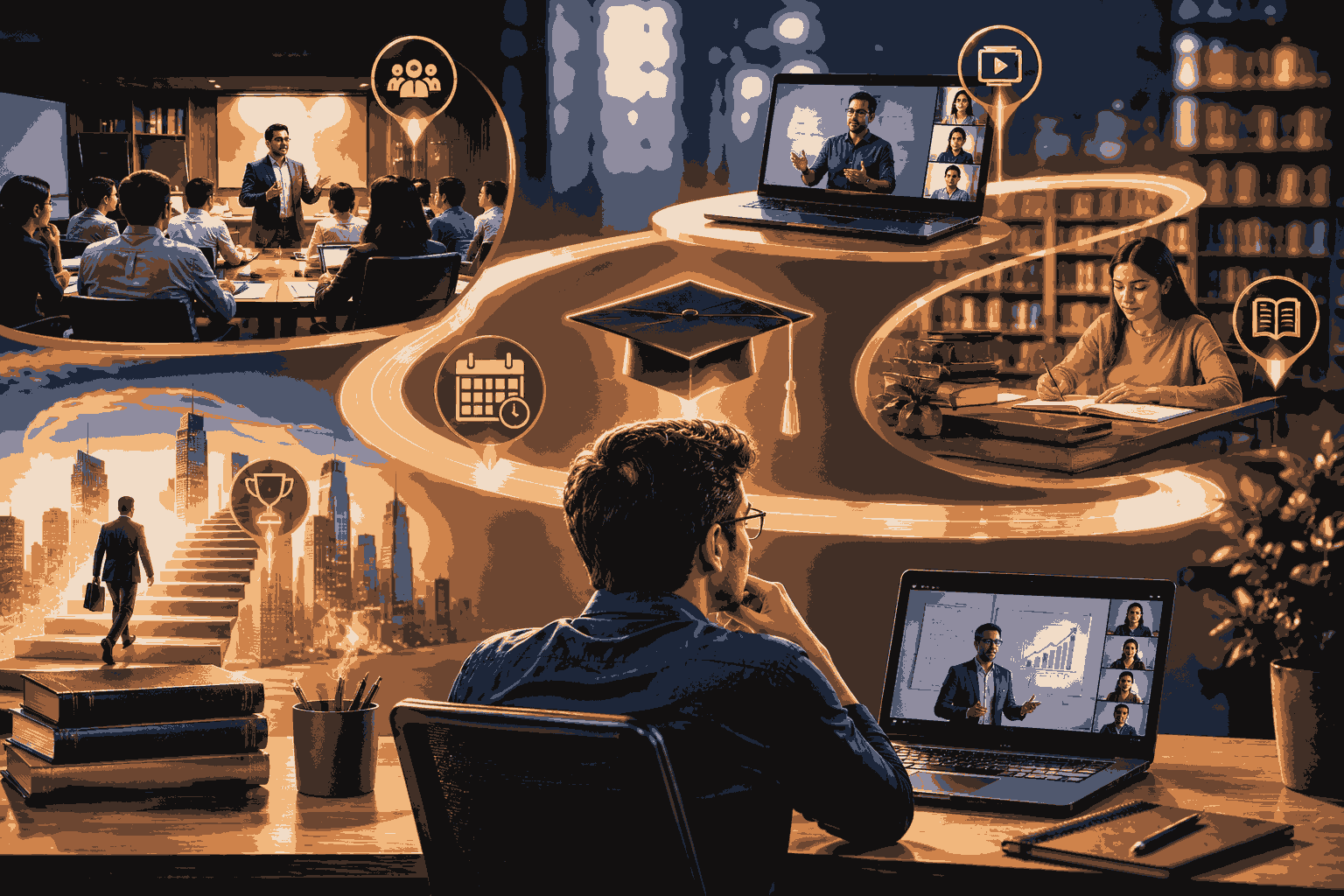 Executive MBA learning format combining classroom, online, and self-paced learning