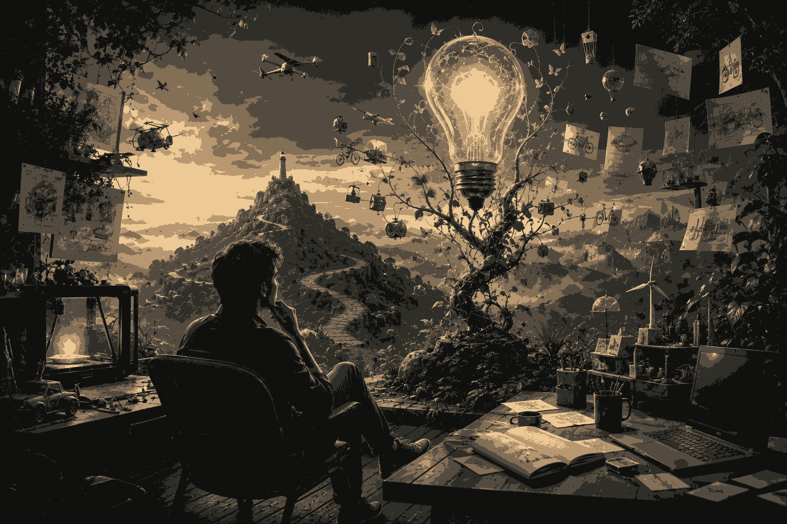 Founder mindset driving innovation, vision, resilience, and long-term business growth Illustration