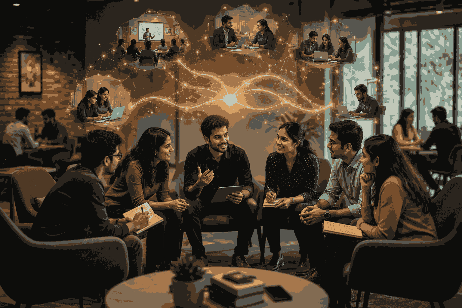 In-person learning through collaboration, discussion, mentorship, and networking